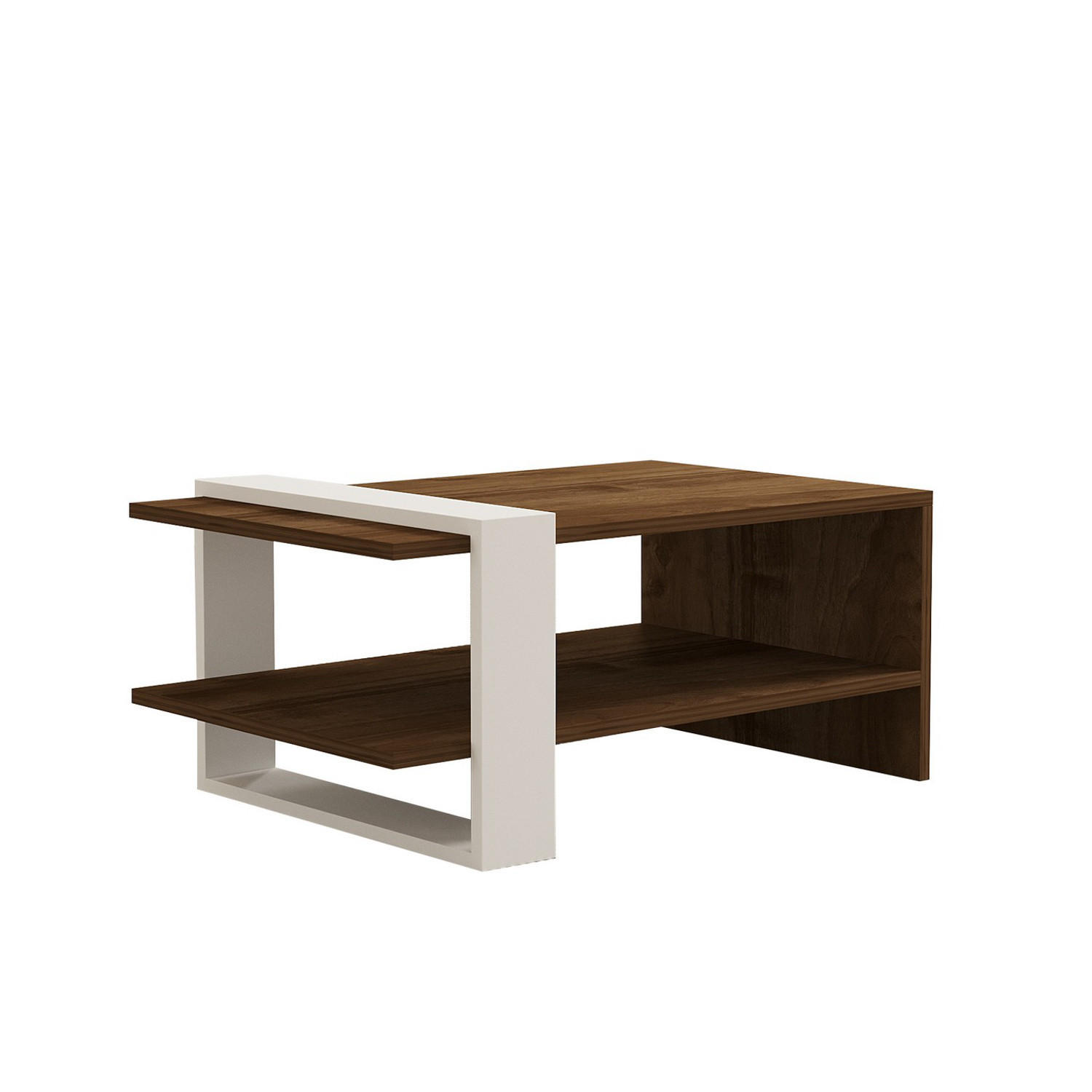 COUCHTISCH Gaye Nussbaum/Weiß - Nussbaumfarben/Weiß, Holz (50/80/35cm) - Habitat Garten