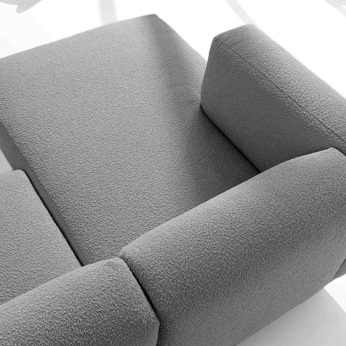 ECKSOFA-LINKS FOSERO, Bouclé - Eschefarben/Buchefarben, Holz/Holzwerkstoff (204/155cm) - KONSIMO®