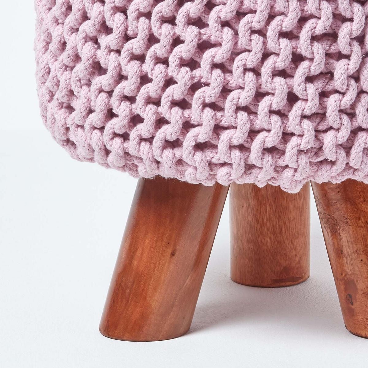 STRICK-HOCKER rosa, Dreibein 32/32/42 cm - Rosa, Textil (32/42/32cm) - Homescapes
