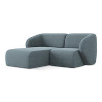 ECKSOFA Links Bouclé Stoff Blau - Blaugrau/Schwarz, Holzwerkstoff/Kunststoff (178/166cm) - Makamii
