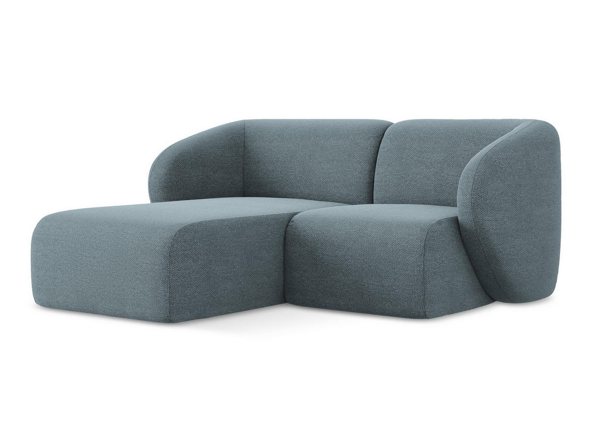 ECKSOFA Links Bouclé Stoff Blau - Blaugrau/Schwarz, Holzwerkstoff/Kunststoff (178/166cm) - Makamii