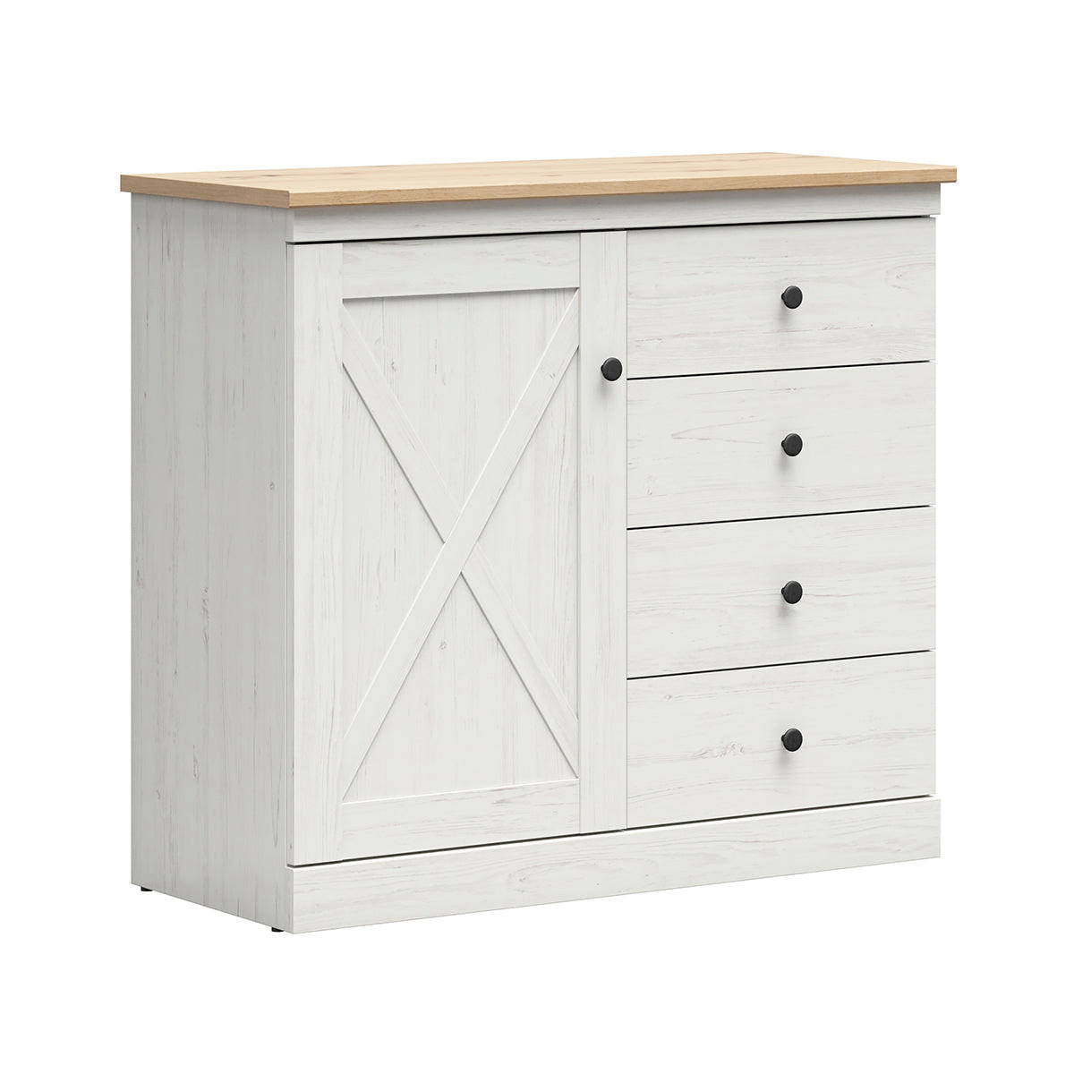 KOMMODE Victoria Weiß und Holz - Weiß, Holzwerkstoff (103/92/43cm) - Petits-meubles