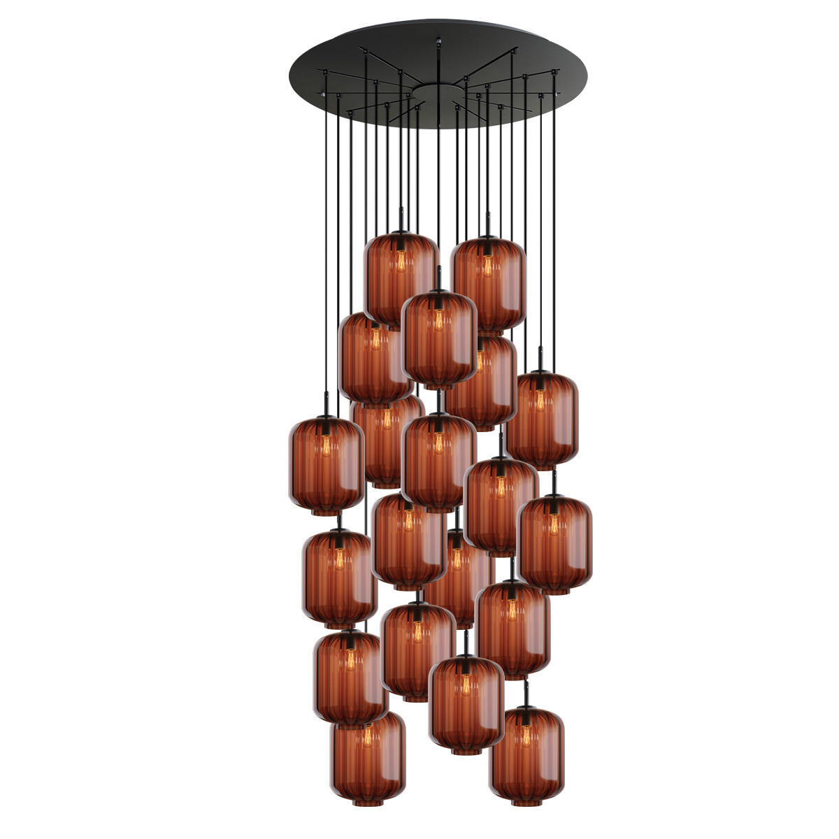 GALERIELEUCHTE Velo 20-flammig Braun Ø 25 cm - Schwarz/Braun, Glas (25/25/27cm) - s.luce