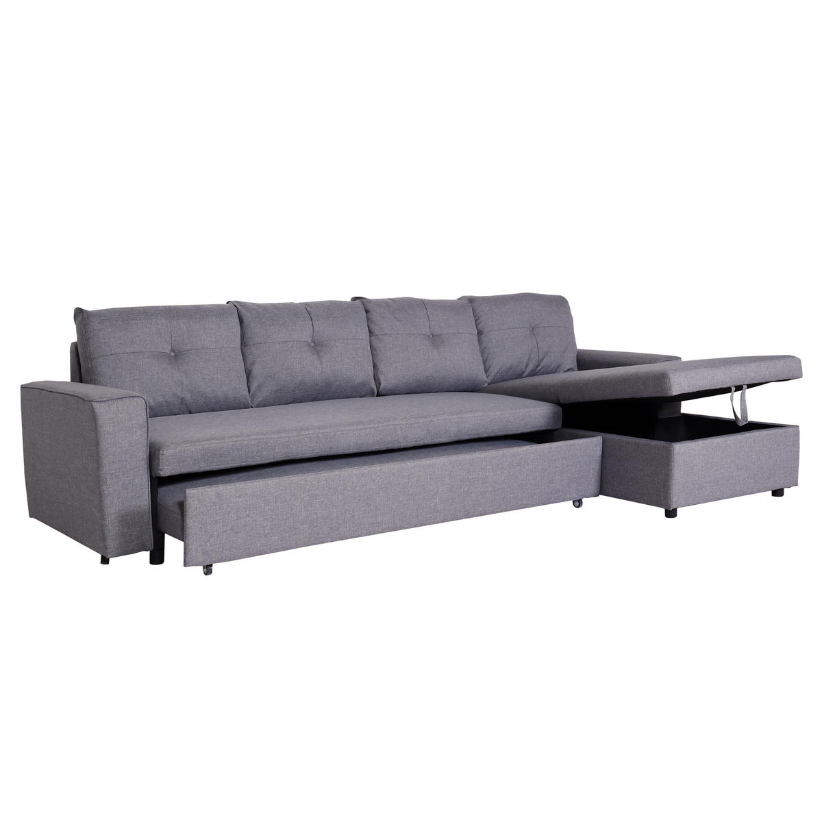 ECKSOFA MIT BETTKASTEN Grau - Grau, Textil (290/150cm) - MCW