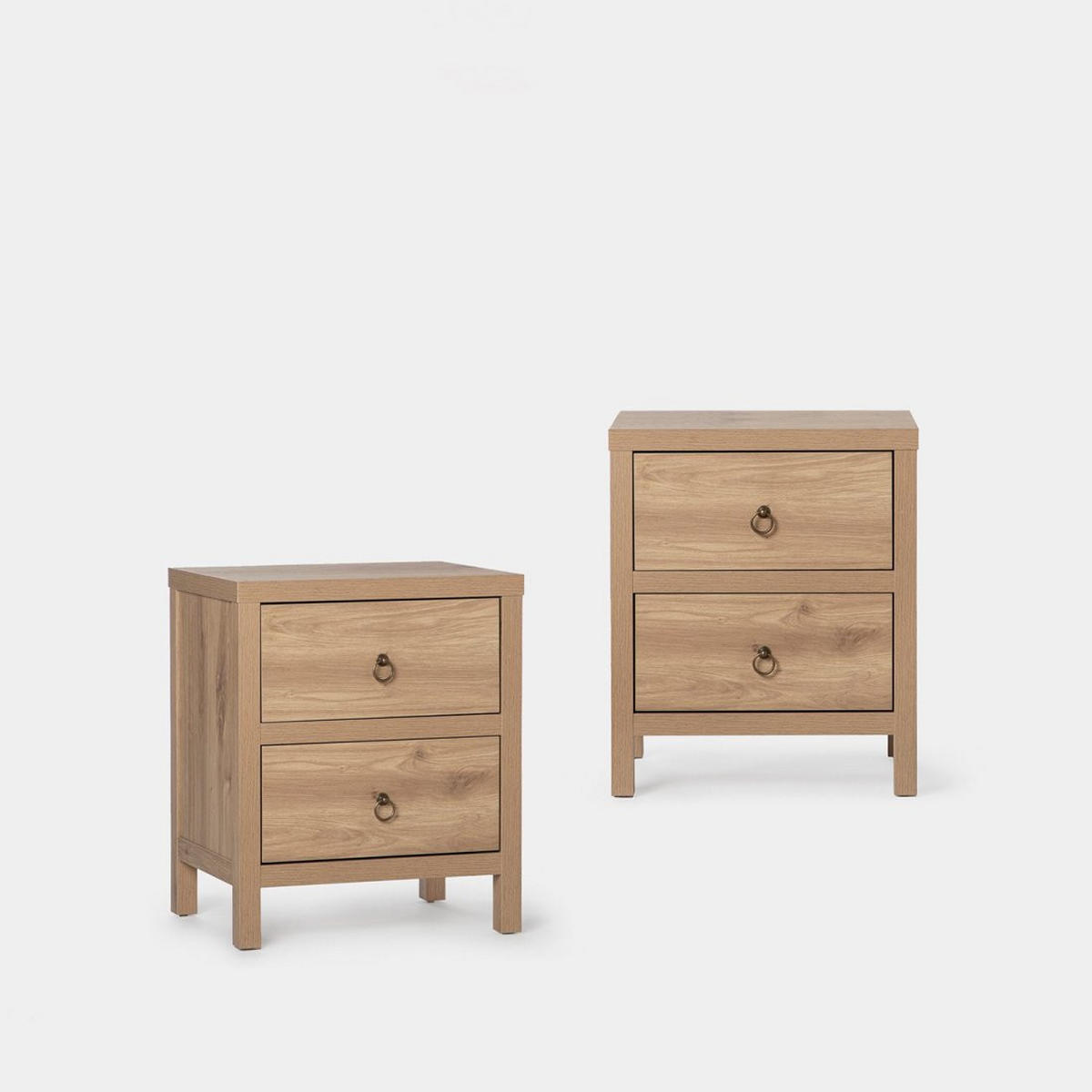 NACHTTISCH 2 SCHUBLADEN Livorno Natürlich 50 cm x 60 cm 2er-Set - Naturfarben, Holzwerkstoff (50/60/39cm) - Klast Home