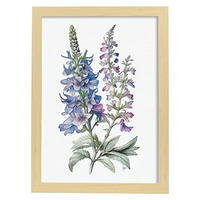 POSTER Rittersporn 1 Im Nordischen Stil. A4 Rahmen Aus Hellem Holz - Beige, Papier (29.7/5/21cm) - Nacnic