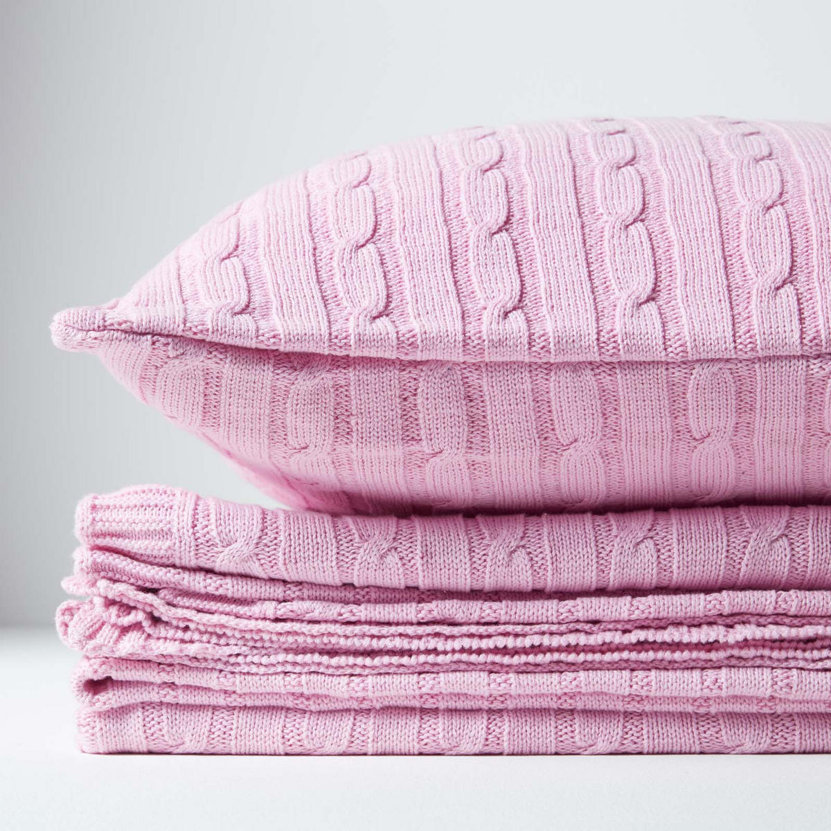 KISSENHÜLLE Zopfmuster 45/45 cm - Rosa, Textil (45/45cm) - Homescapes