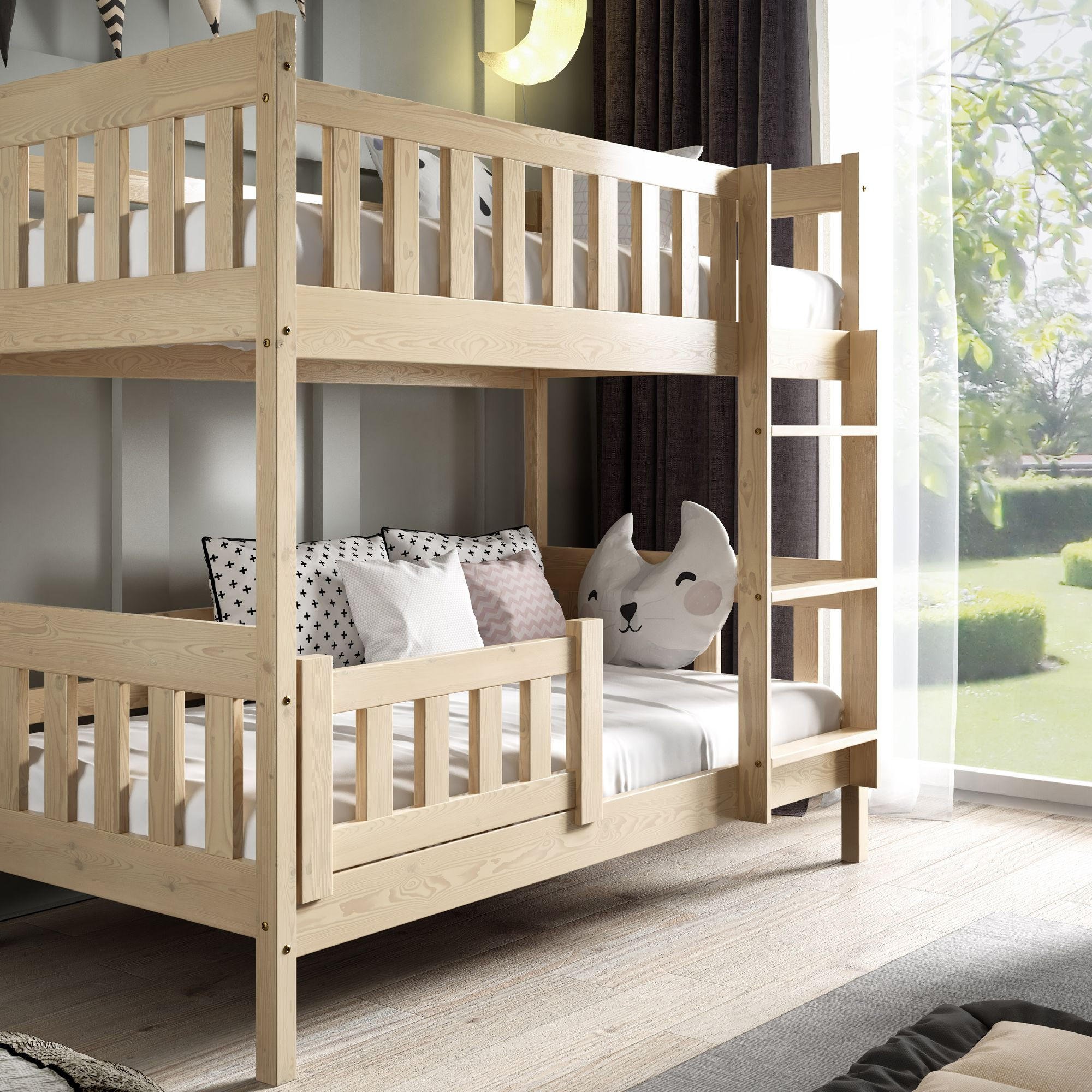 ETAGENBETT Holzbett LUMBE, Kinderbett - Kieferfarben, Holz (80/190cm) - KONSIMO®