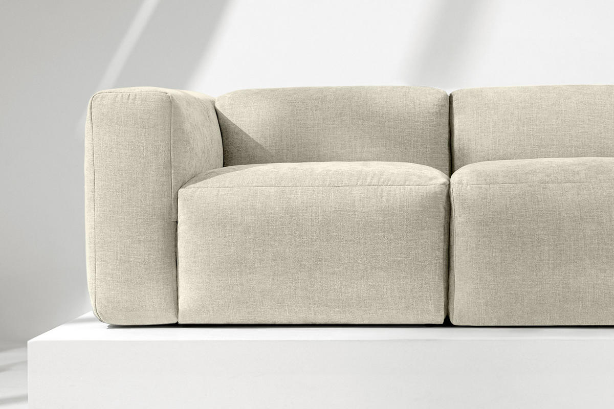 2-SITZER-MODULSOFA BUFFO mit extrem weicher und bequemer Sitzfläche, Gewebestoff, ecru - Ecru, Textil (210/73/96cm) - KONSIMO®