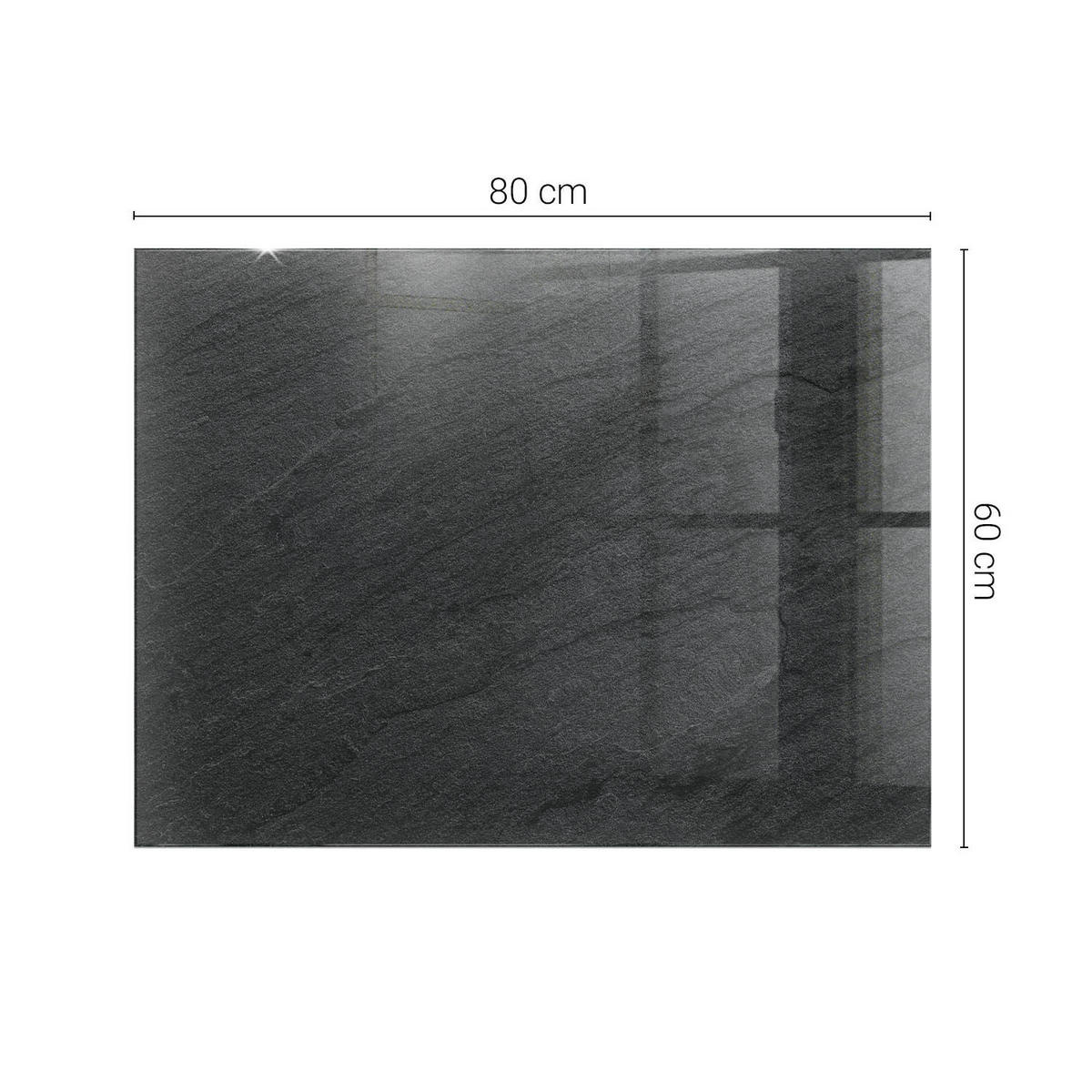 TISCHPLATTE 80x60 cm Natursteinstruktur - Dunkelgrau/Schwarz, Glas (80/60/0.4cm) - TULUP