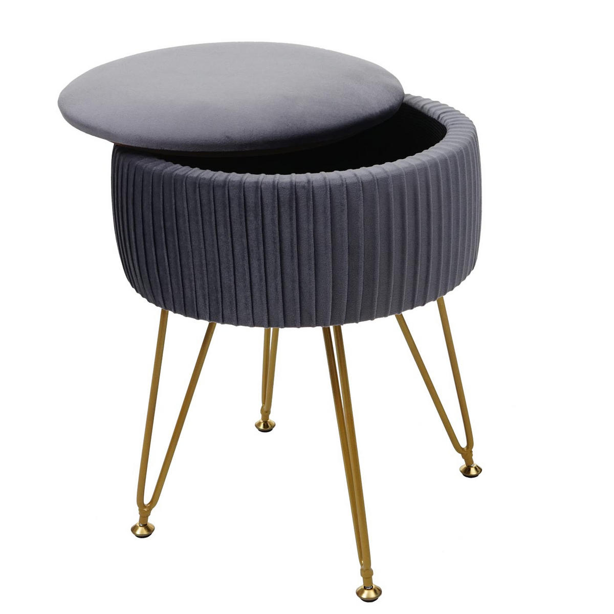 SITZHOCKER Hellgrau, Gold - Goldfarben/Hellgrau, Textil (33/42/33cm) - MCW
