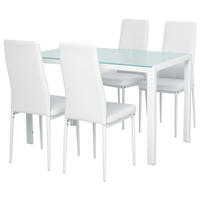 ESSZIMMER-SET, gehärtetes Glas 5-teilig, weiß - Weiß, Metall (70/75/120cm) - Vallsero