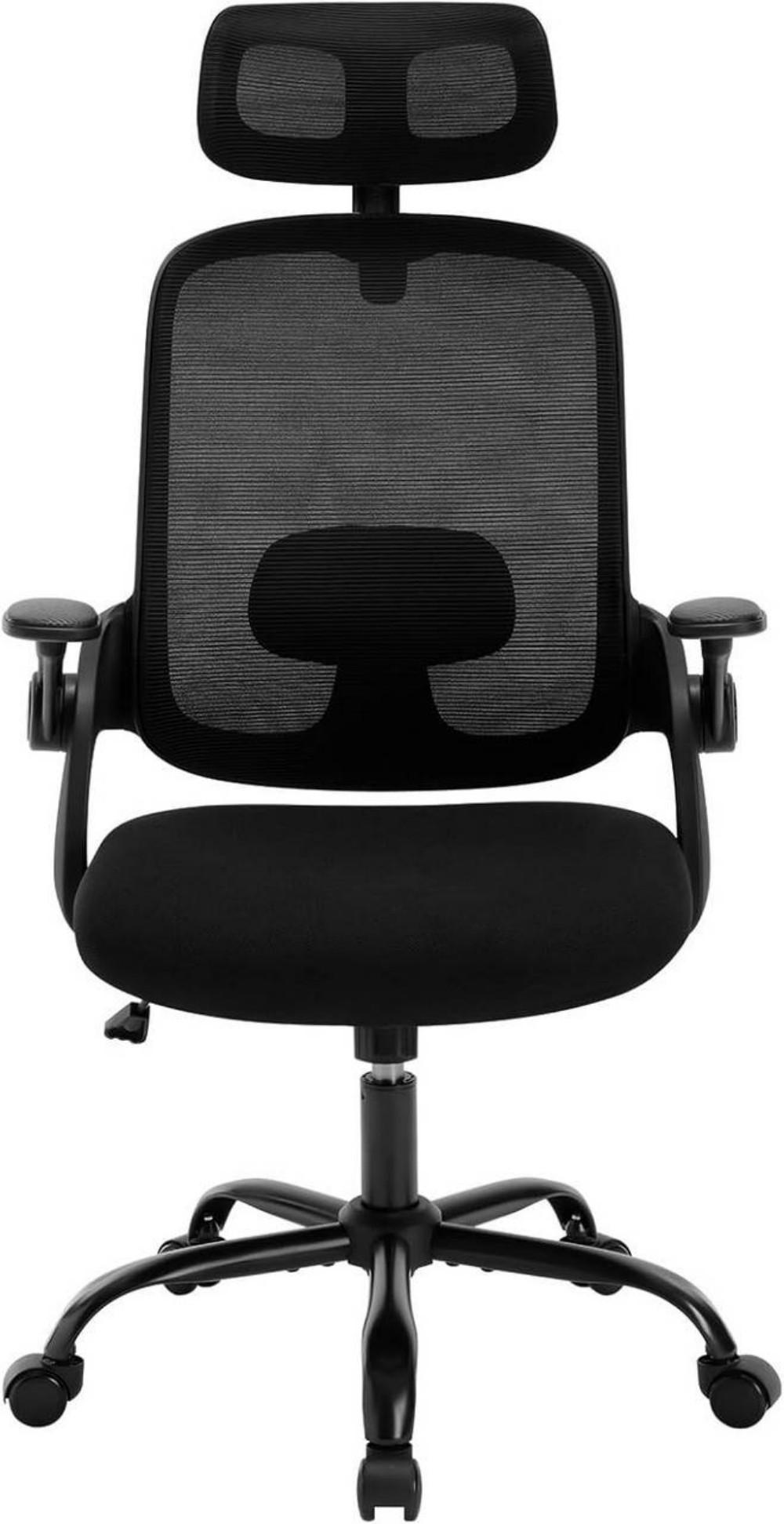 DREHSTUHL mit Wippfunktion, Netzstoff, Schwarz - Schwarz, Kunststoff/Textil (63.5/109.5/50cm) - Woltu