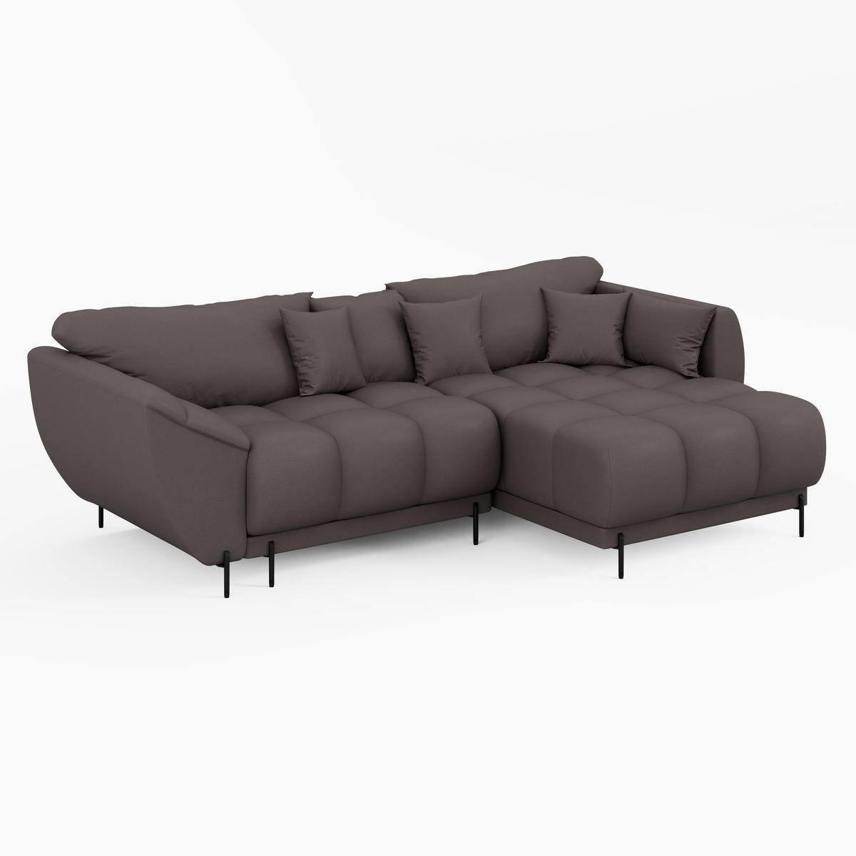 ECKSOFA LEGRO Rechts Schwarz Velours Pet Friendly L-Form Couch mit Schlaffunktion & Bettkasten - Schwarz, Holz (285/180cm) - Barchello