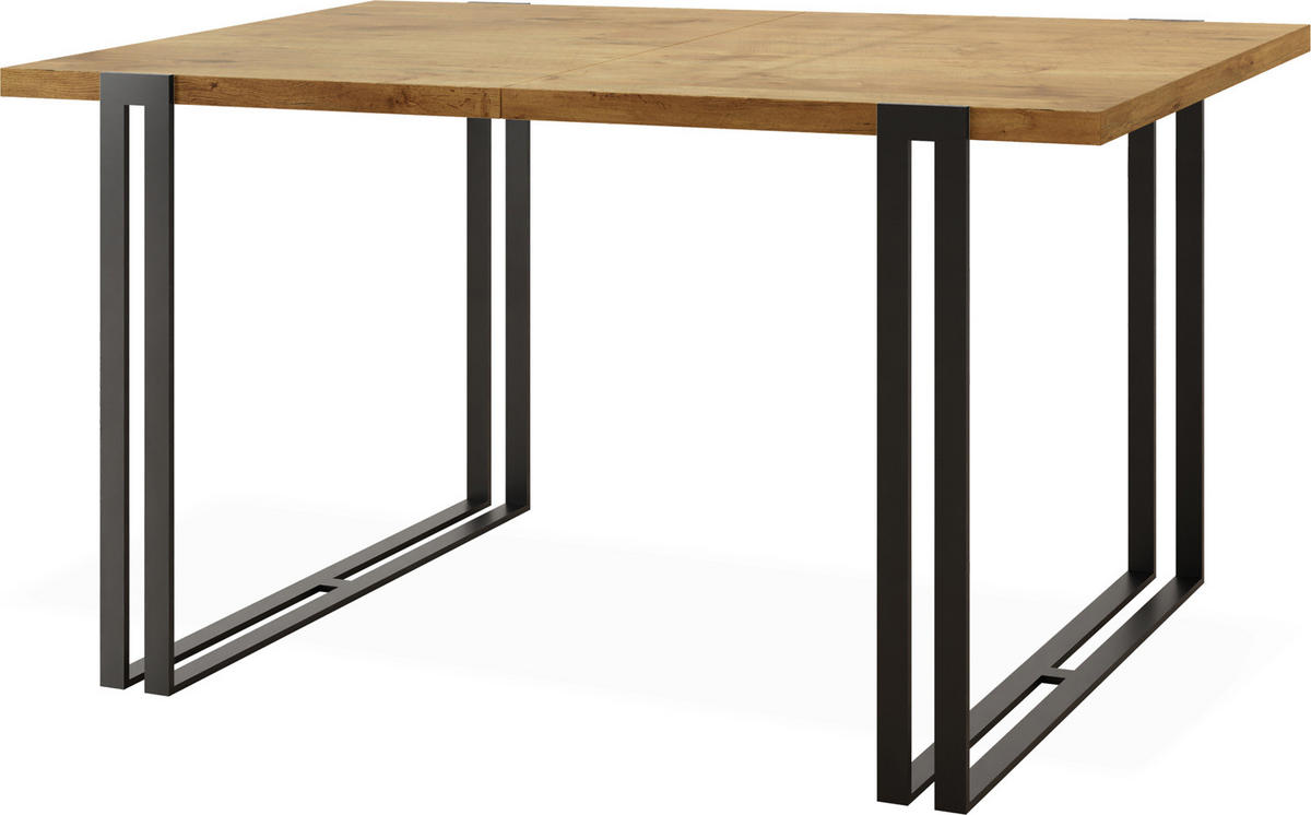 ESSTISCH Marco rechteckig ausziehbar, Lancelot Eiche 160-260/90/76 cm - Eichefarben/Schwarz, Holzwerkstoff/Metall (160/90/76cm) - WFL GROUP