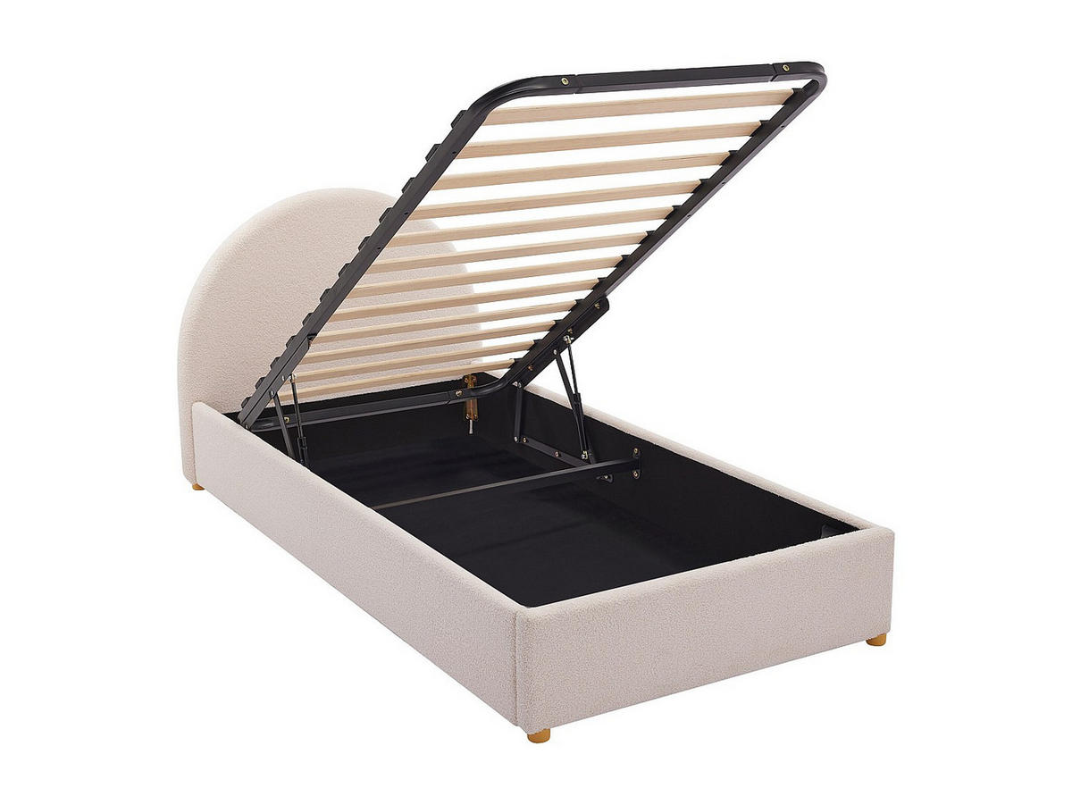 BETT mit Bettkasten - 1 Person - stoff - cremefarben Lirimo - Creme, Textil (90/190cm) - Vente-Unique