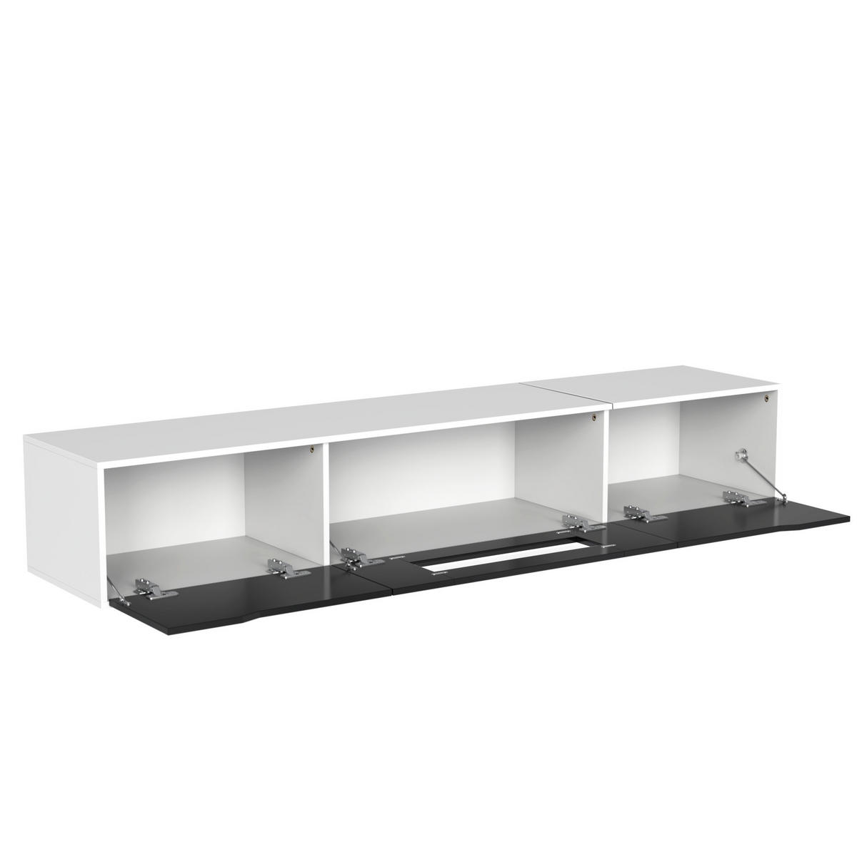 TV-SCHRANK 180/30/35 cm weiß Hochglanz mit LED-Beleuchtung, 16 Farben - Schwarz, Holzwerkstoff (180/35/30cm) - OKWISH