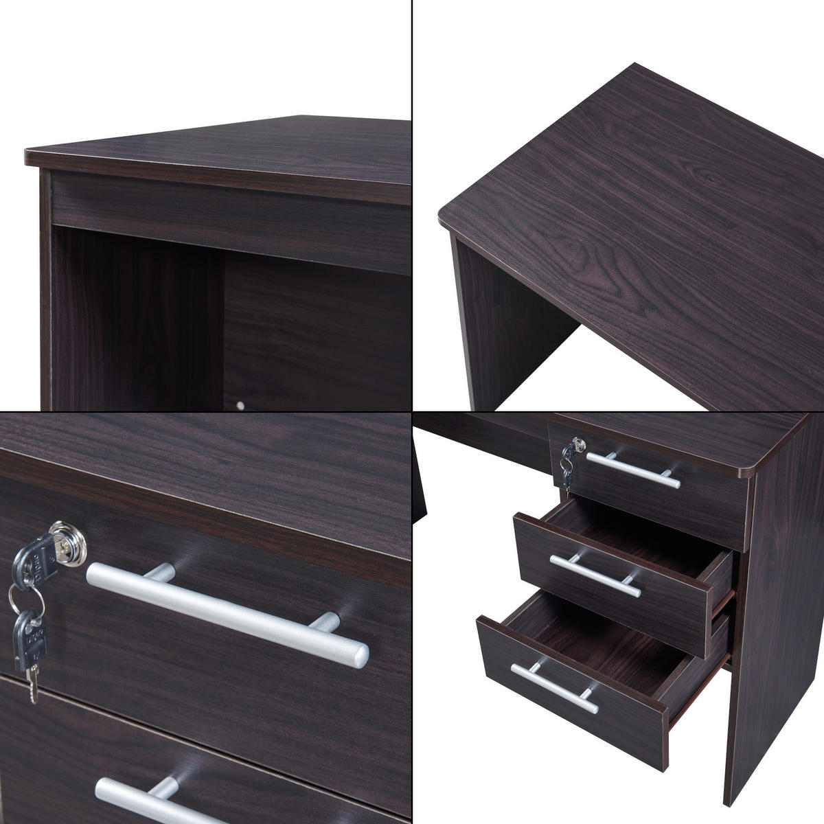 SCHREIBTISCH Ragunda - Dunkelbraun, Holzwerkstoff (59/120/75cm) - [en.casa]