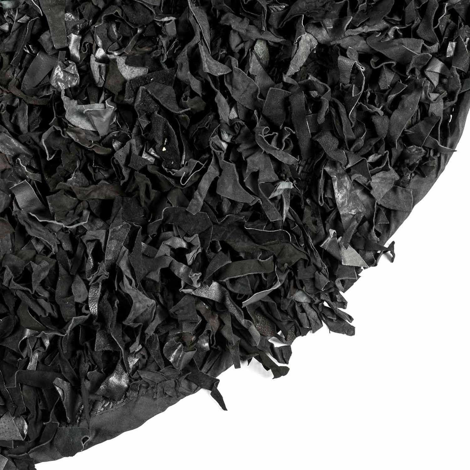 SHAGGY-TEPPICH Dallas rund 150 cm - Schwarz, Leder (150/150cm) - Homescapes