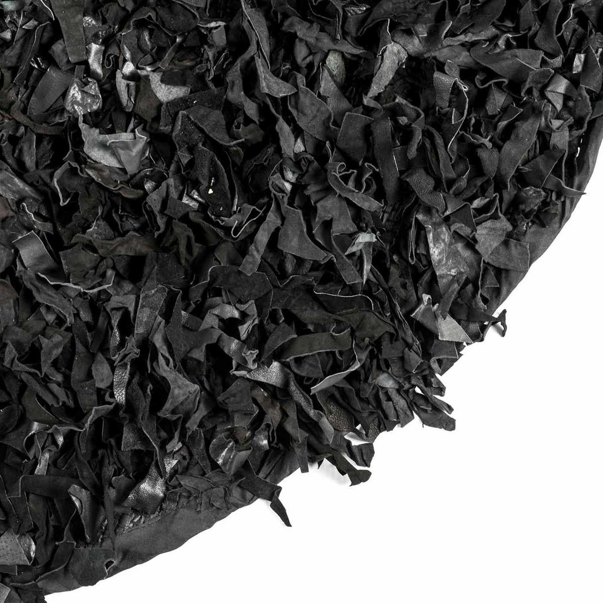 SHAGGY-TEPPICH Dallas rund 150 cm - Schwarz, Leder (150/150cm) - Homescapes