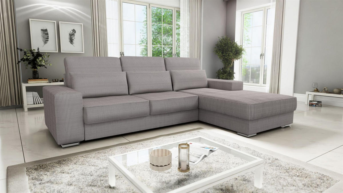 ECKSOFA Nevio In Scala - Graubraun, Holzwerkstoff/Textil (312/202cm) - Fun Möbel