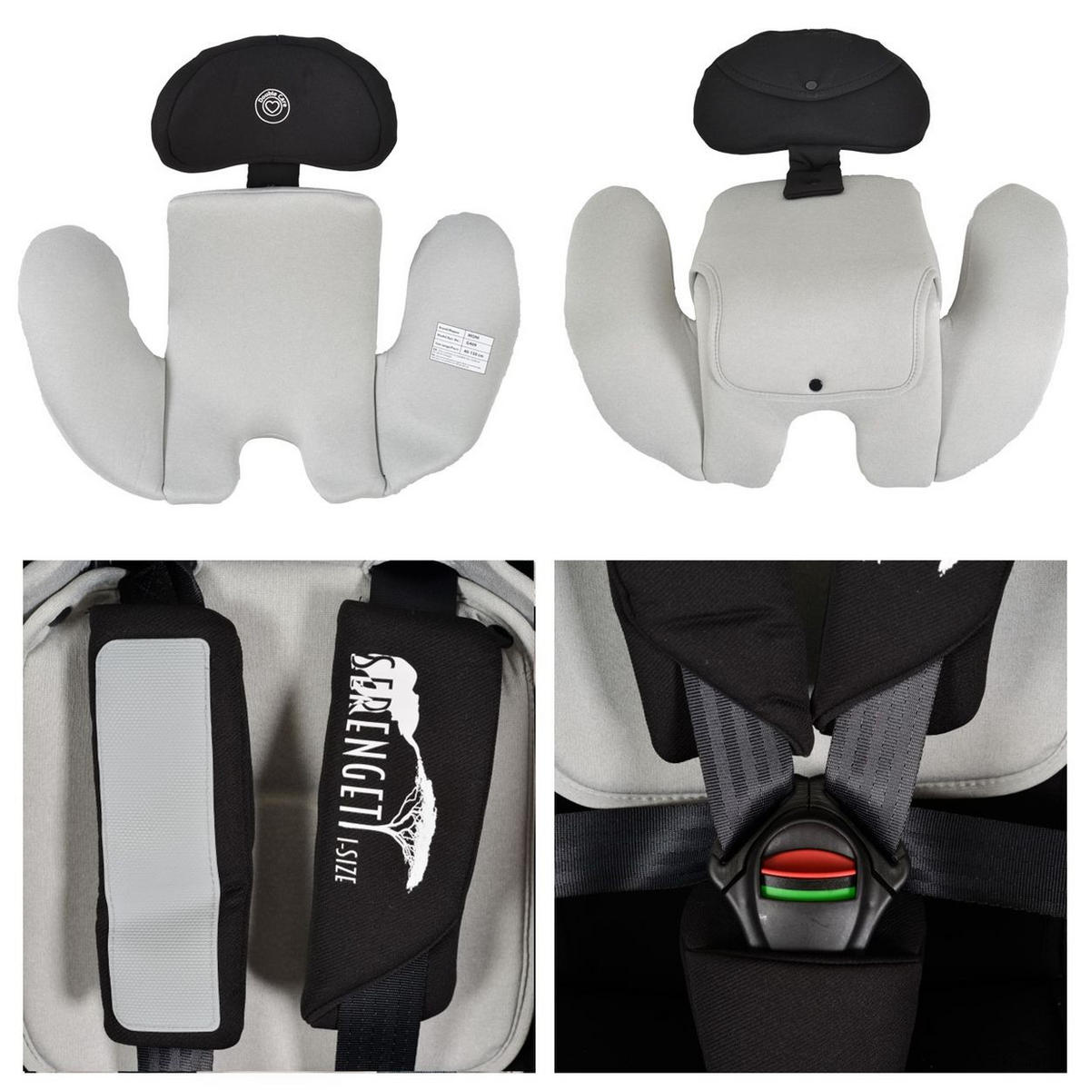KINDERSITZ Serengeti i-Size grau (40-150cm) Isofix, Kuscheltier, Nackenkissen - Grau, Kunststoff (44/60/17cm) - Moni
