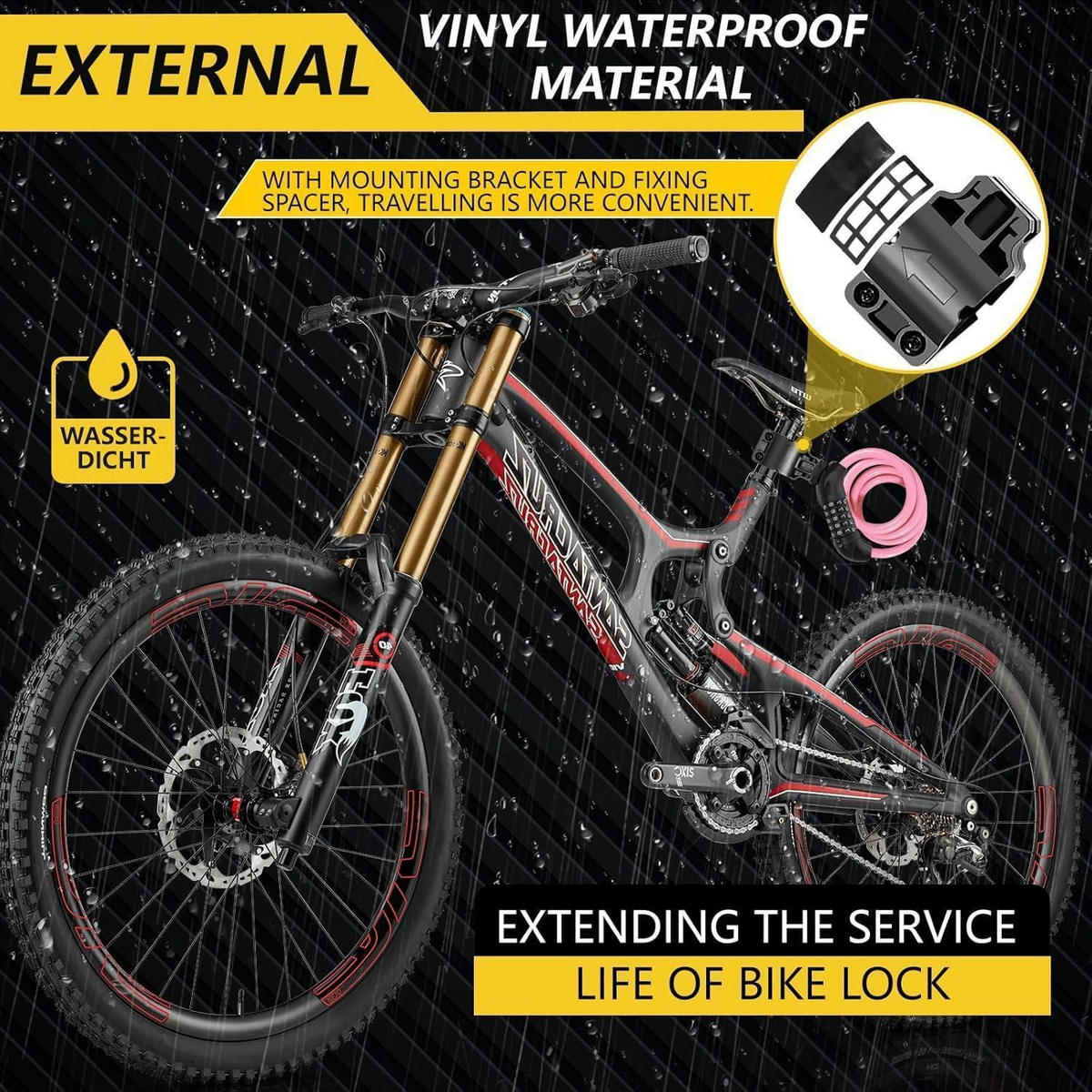 FAHRRADSCHLOSS mit Zahlencode 12 mm/120 cm Pink - Pink, Metall (12/3.8/120cm)