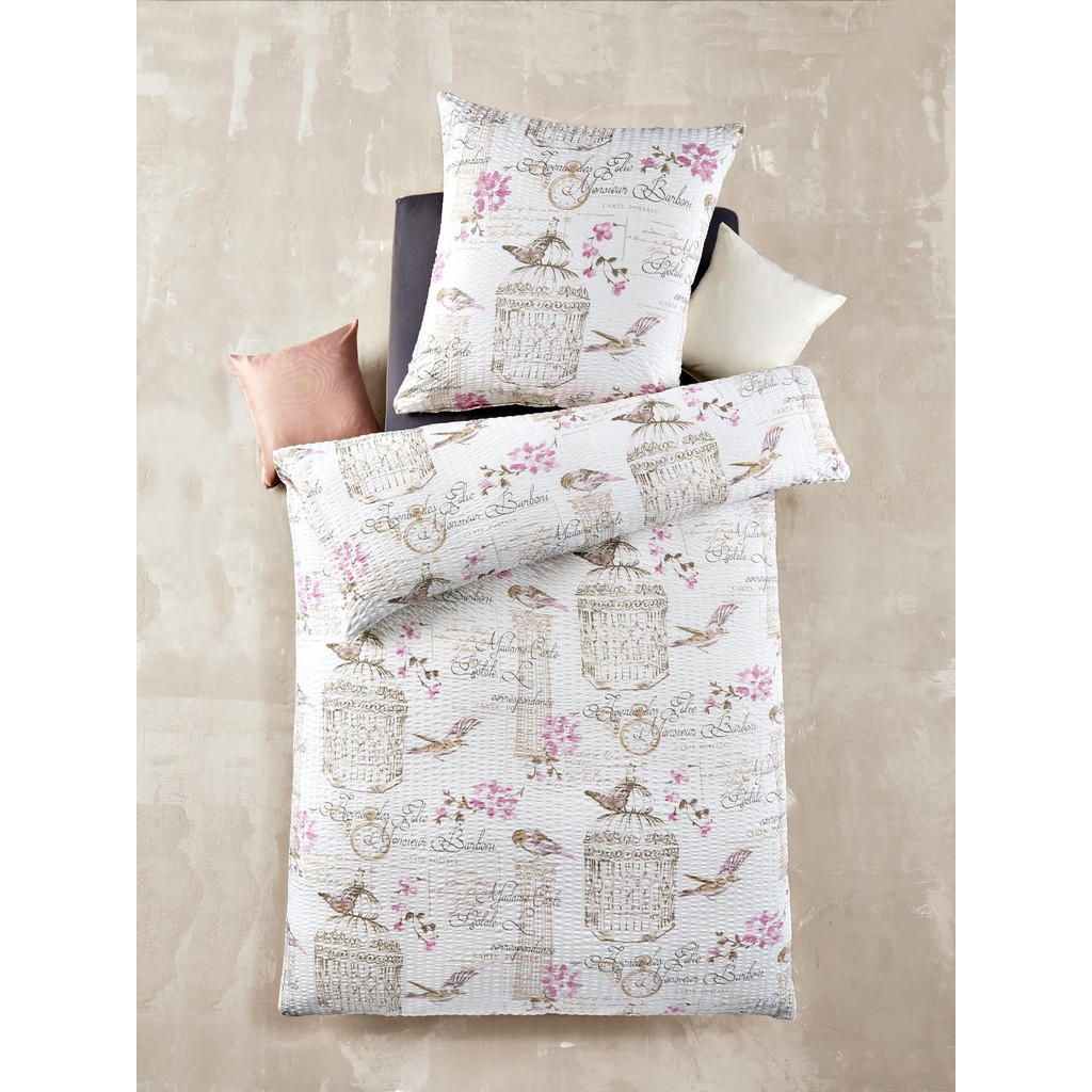 Thumbnail - Carpe Sonno Seersucker-Bettwäsche, Weiß, Mehrfarbig, Textil, Floral, Tiere, Füllung: Polyester, Rechteckig, 135x200 cm, ...