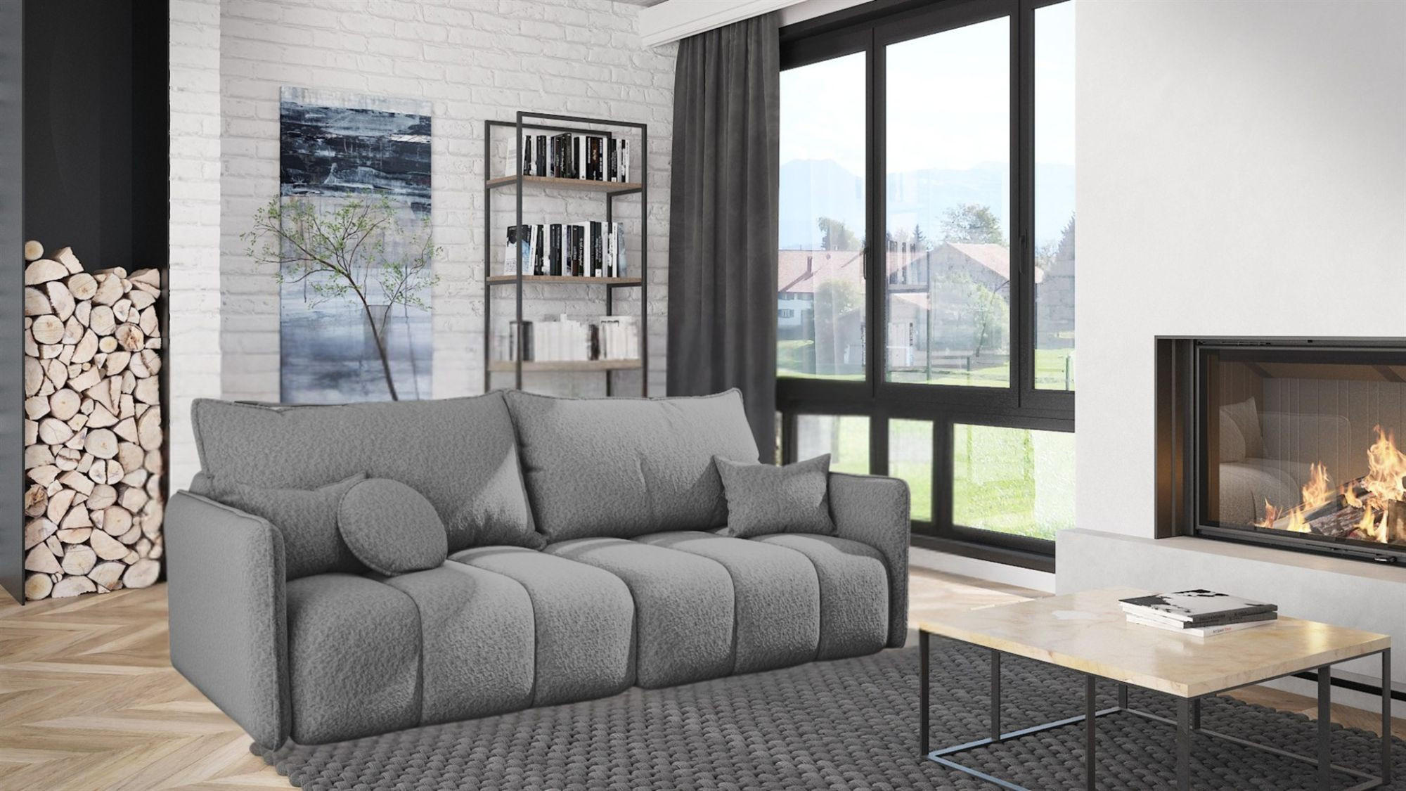 SCHLAFSOFA Morgano - Grau, Holzwerkstoff/Textil (216/86/102cm) - Fun Möbel