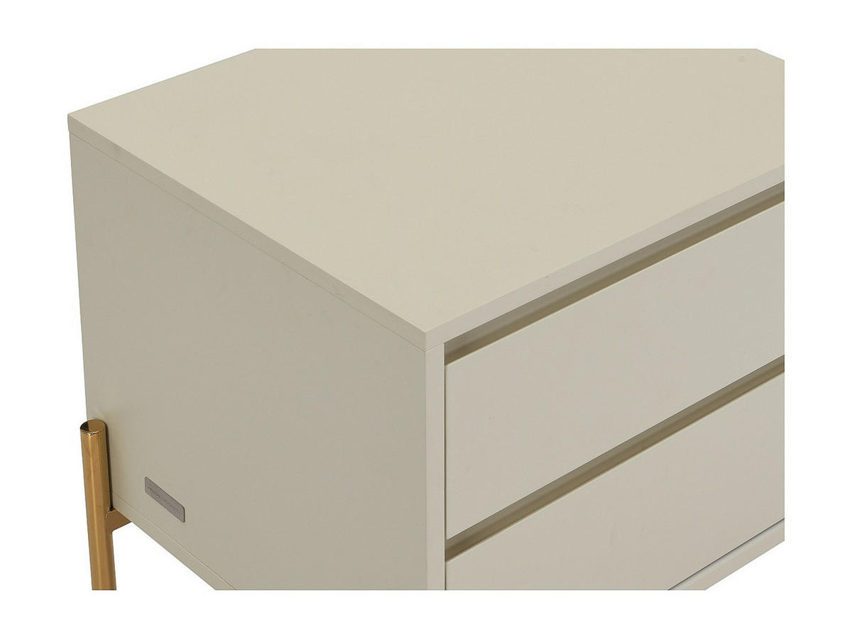 2ER-SET Nachttische mit 2 Schubladen - MDF & Metall - Beige & Goldfarben - KORASA - Beige, Holz (40/50/50cm) - Pascal Morabito