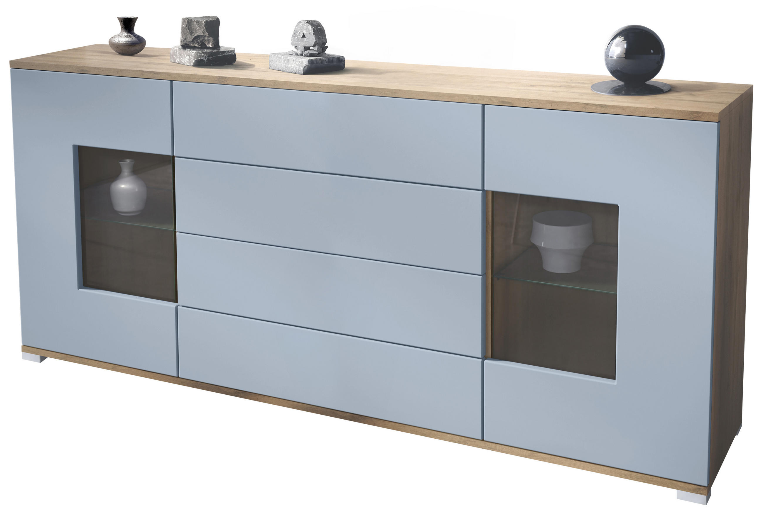 SIDEBOARD Grömitz Denim matt - Pastellblau, Holzwerkstoff (166.5/75.5/35cm) - Vladon