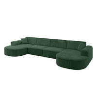 WOHNLANDSCHAFT MARI-U2 - 380x163x73,5 cm Grün Cord - Schwarz/Grün, Holzwerkstoff/Kunststoff (380/73.5/163cm) - ALTDECOR