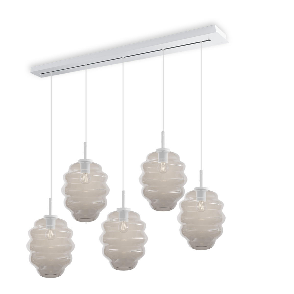 HÄNGELEUCHTE Echos 5-flammig Klar Ø 25cm - Klar/Weiß, Glas (25/25/28cm) - s.luce