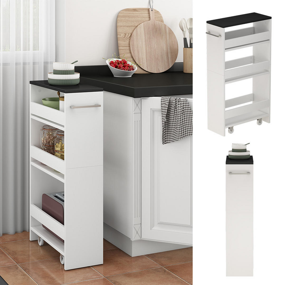 POJÍZDNÉ REGÁLY Rivo Bílá/antracitová - bílá/antracitová, kompozitní dřevo (20/84.4/46cm) - Vicco