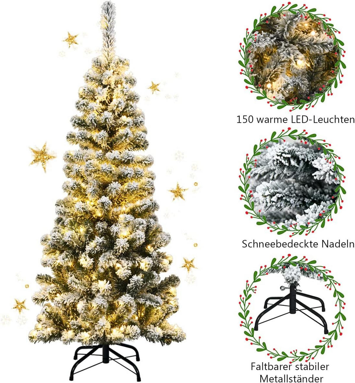 WEIHNACHTSBAUM Grün - Grün, Kunststoff (135cm) - COSTWAY