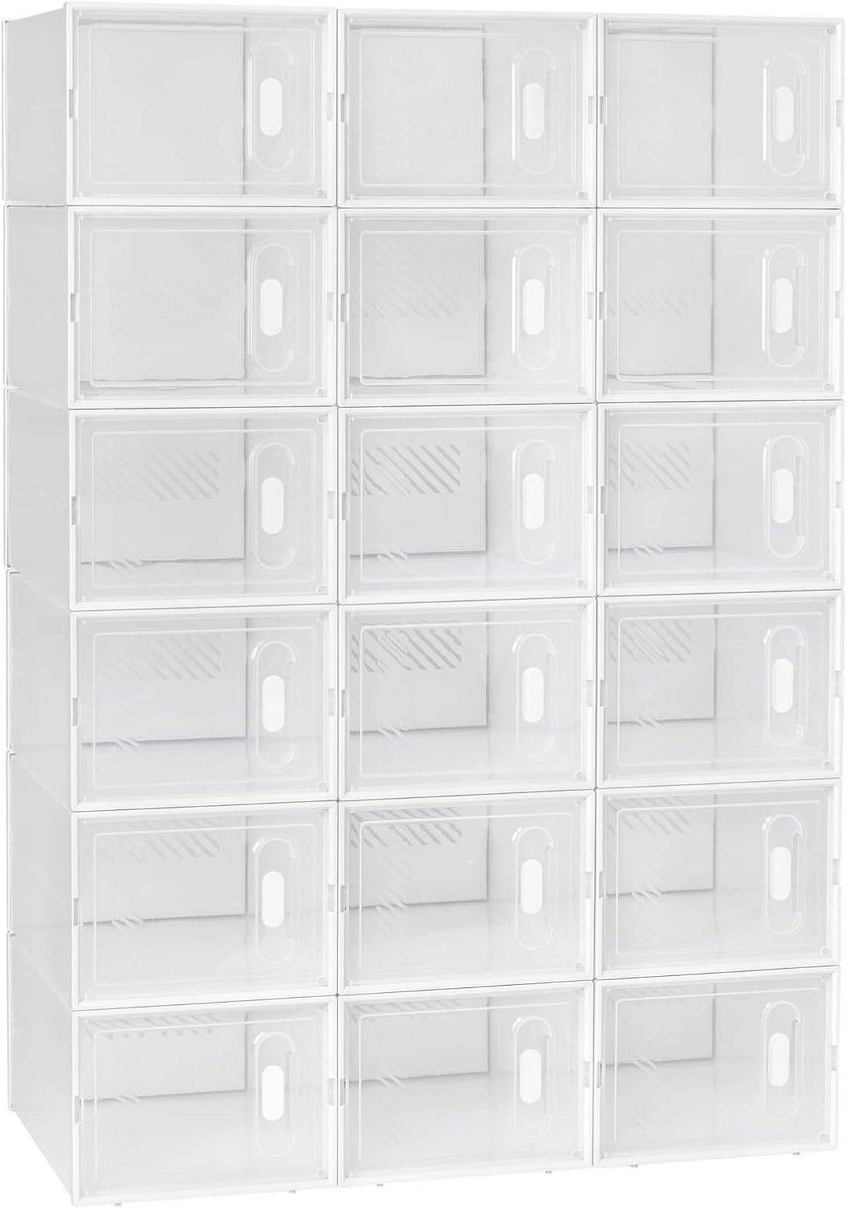 SCHUHBOX 18 St.er Set , Kunststoff - Transparent/Weiß, Kunststoff (75/111.5/35.5cm) - Woltu