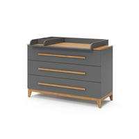 WICKELKOMMODE Malia Grau 133 x 98 cm XL mit 3 Schubladen - Grau, Holzwerkstoff (133/98/70cm) - VitaliSpa