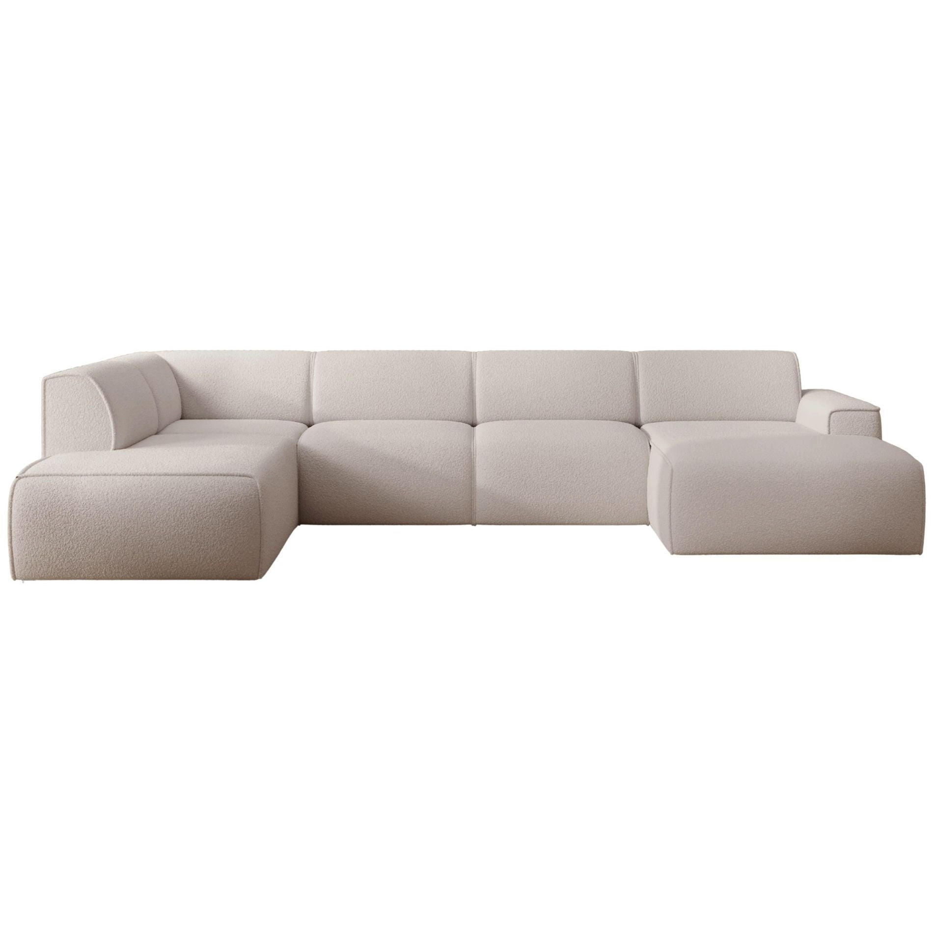 WOHNLANDSCHAFT Bouvi Hellbeige links - Ecru/Schwarz, Kunststoff/Textil (378/220cm) - Selsey