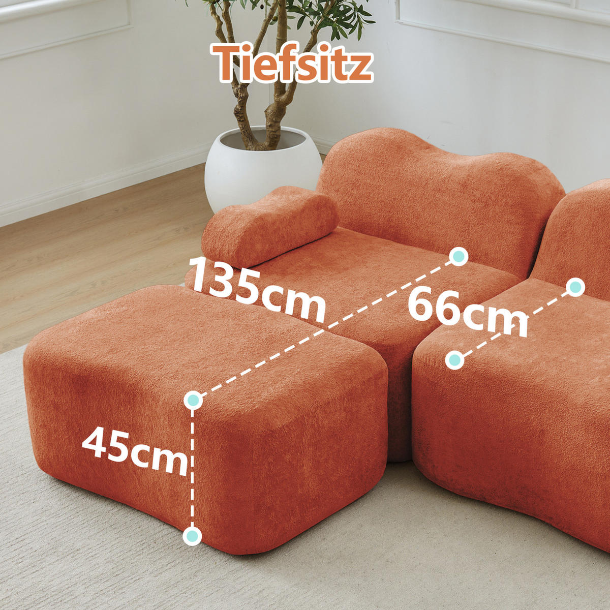 SOFA od baršuna u narančastoj boji - narančasta, tekstil (167/70/192cm) - Flora Grace