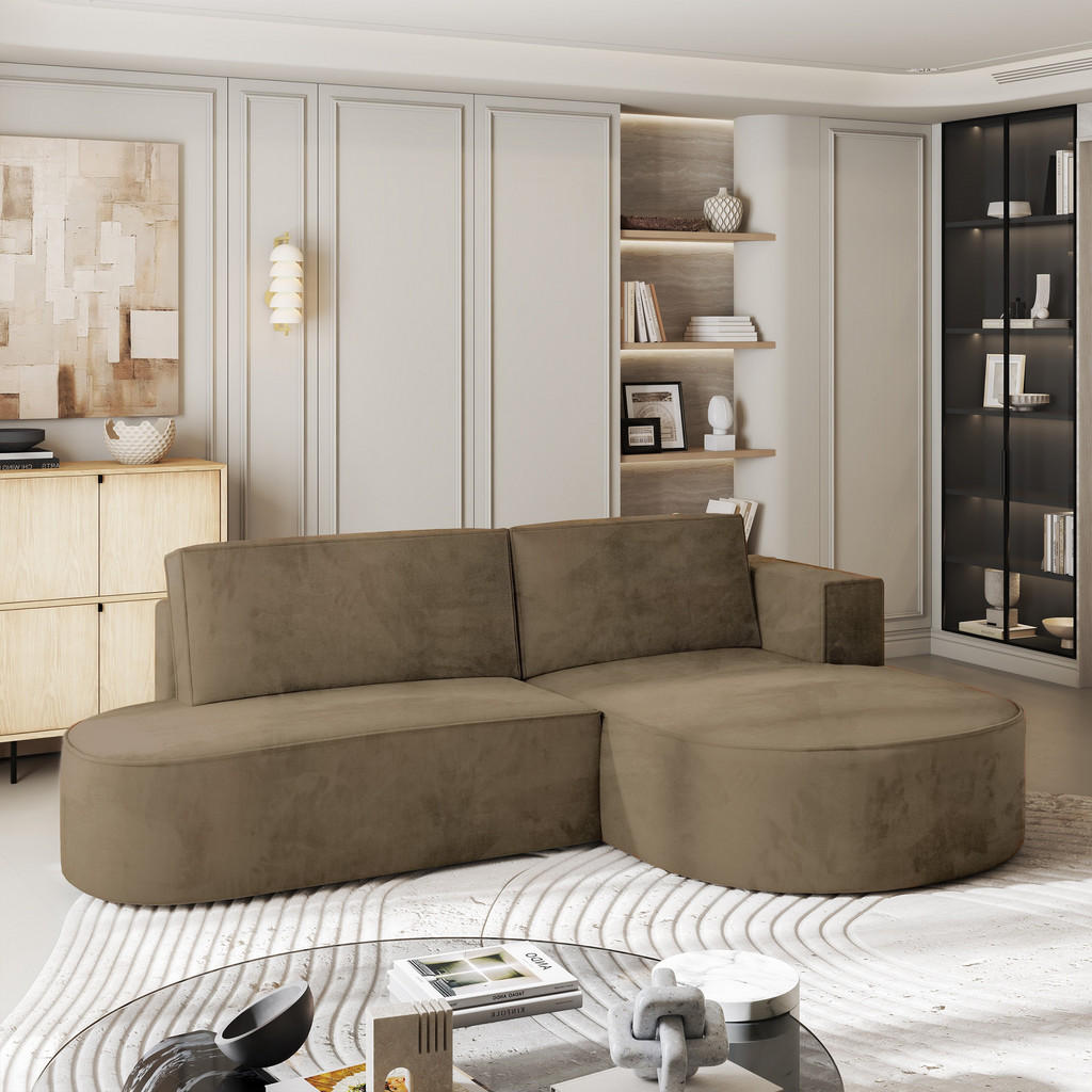 Thumbnail - Masseno Ecksofa, Beige, Holz, 3-Sitzer, L-Form,L-Form, 265x174 cm, Wohnzimmer, Sofas & Couches, Wohnlandschaften, Ecksof...