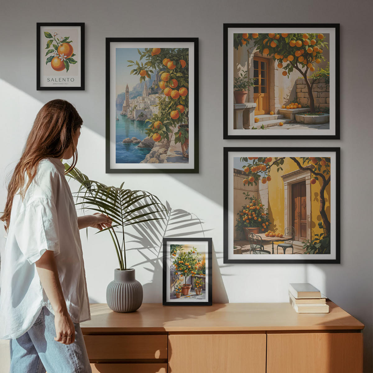 WANDBILDER 5er-Set - 50x50 cm & 20x30 cm & 40x60 cm Schwarzer Rahmen - Stadtansichten von Gebäuden - Schwarz, Kunststoff (40/60cm) - ArtPrintCave