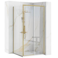 DUSCHKABINE Rea Rapid Slide Gold Brush 100x90 - Goldfarben, Glas (100/90/195cm) - REA