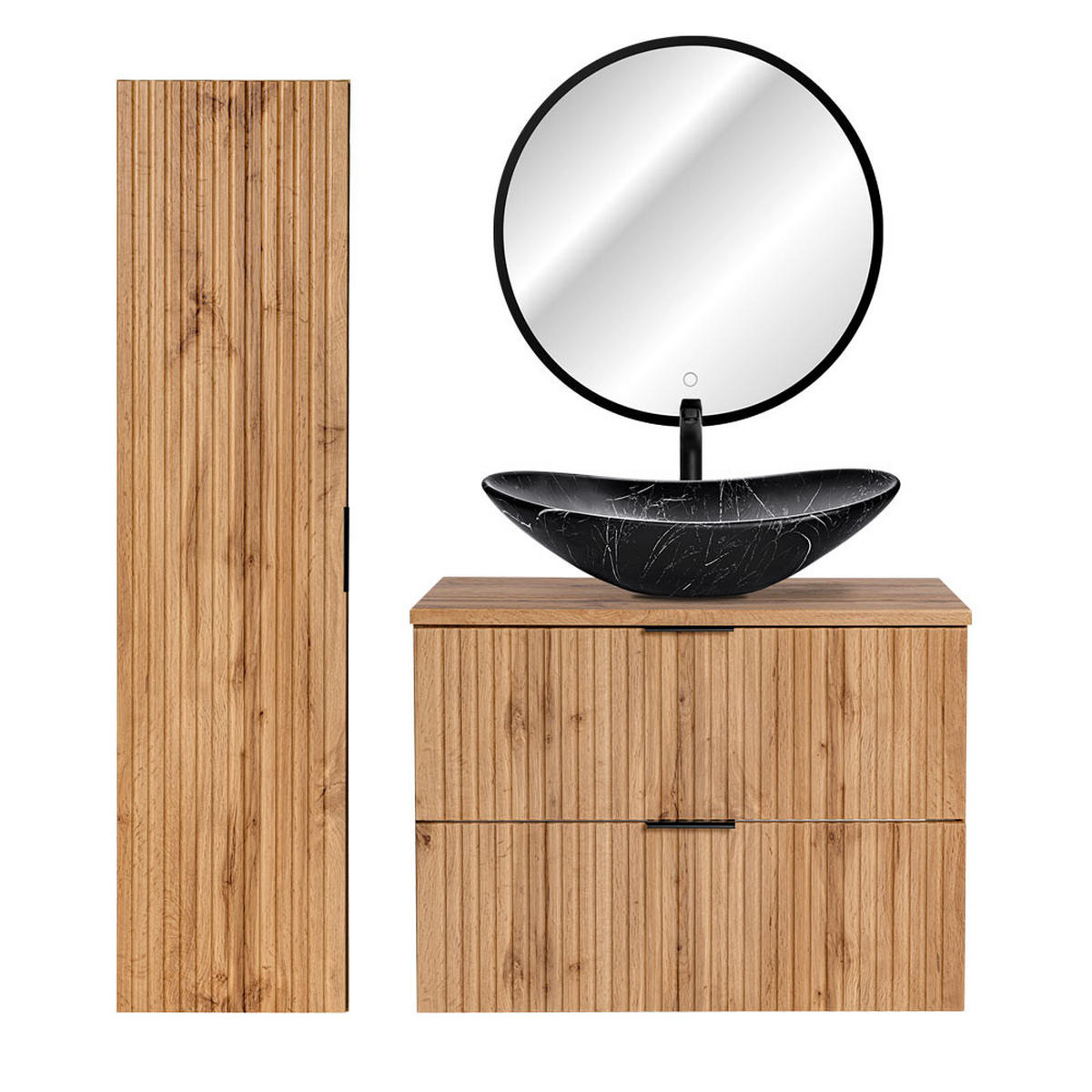 BADMÖBEL-SET 3-TLG. Adelaide-56 - Braun, Holzwerkstoff (130/200/47cm) - Lomado