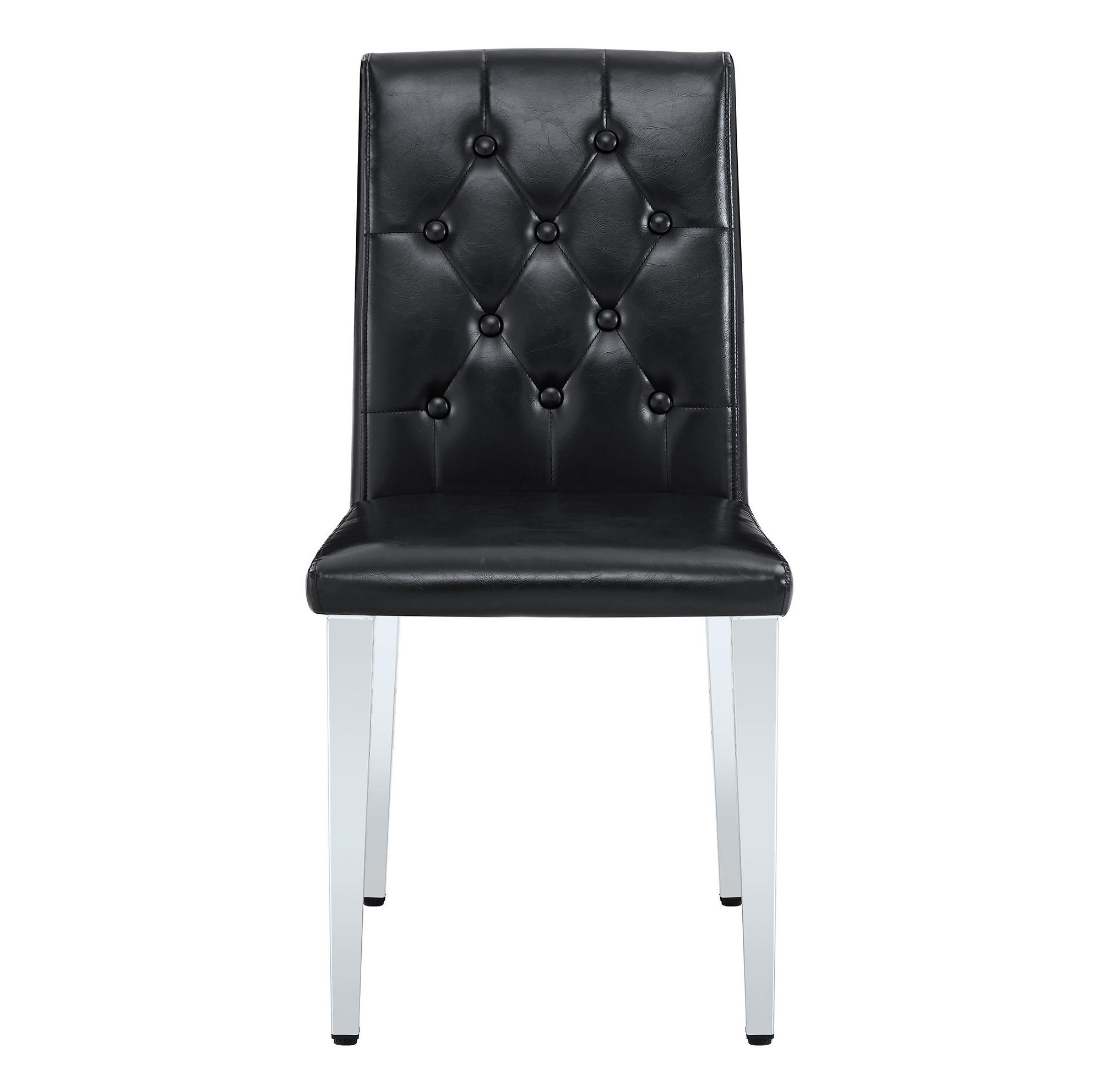 ESSZIMMERSTUHL 4er-Set mit Rautensteppung PU-Leder Schwarz Silber - Schwarz, Metall (46/89/42.2cm) - Meubliv