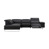 ECKSOFA Virage Echtleder mit 1 x Relaxfunktion Schwarz - Schwarz, Leder/Metall (263/232cm)