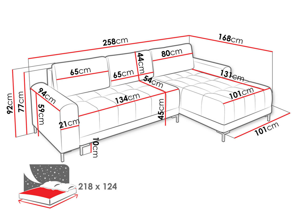 ECKSOFA Aris L, Seite: Links - Hellgrau/Schwarz, Holz/Textil (258/168cm) - MIRJAN24