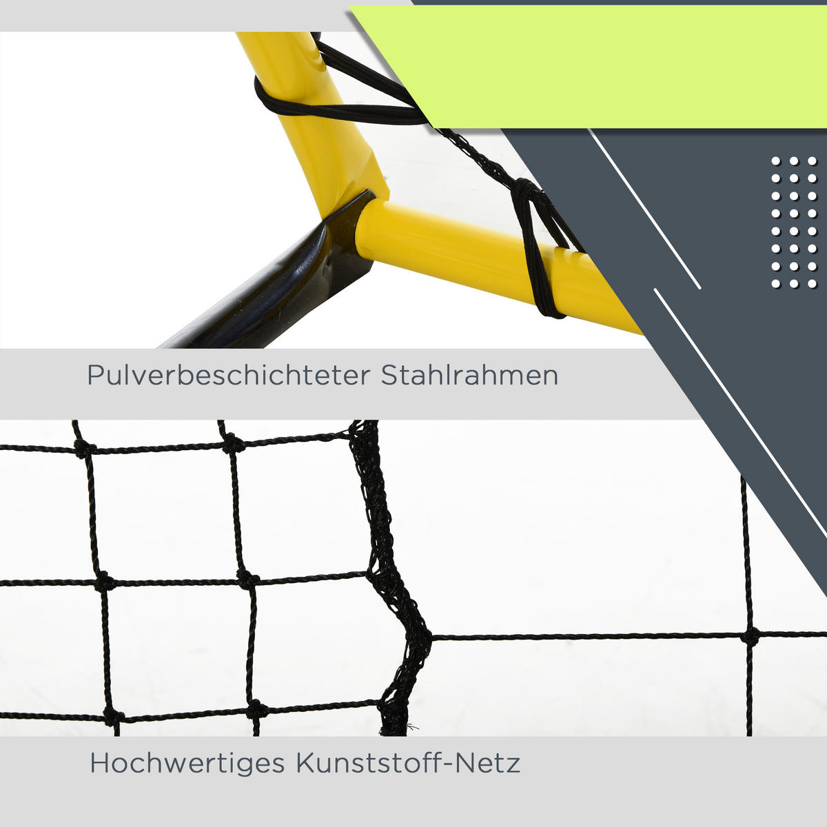 FUSSBALLTOR, Stahl, Gelb/Schwarz, 184 x 63 x 123 cm - Gelb/Schwarz, Metall (63/184cm) - HOMCOM