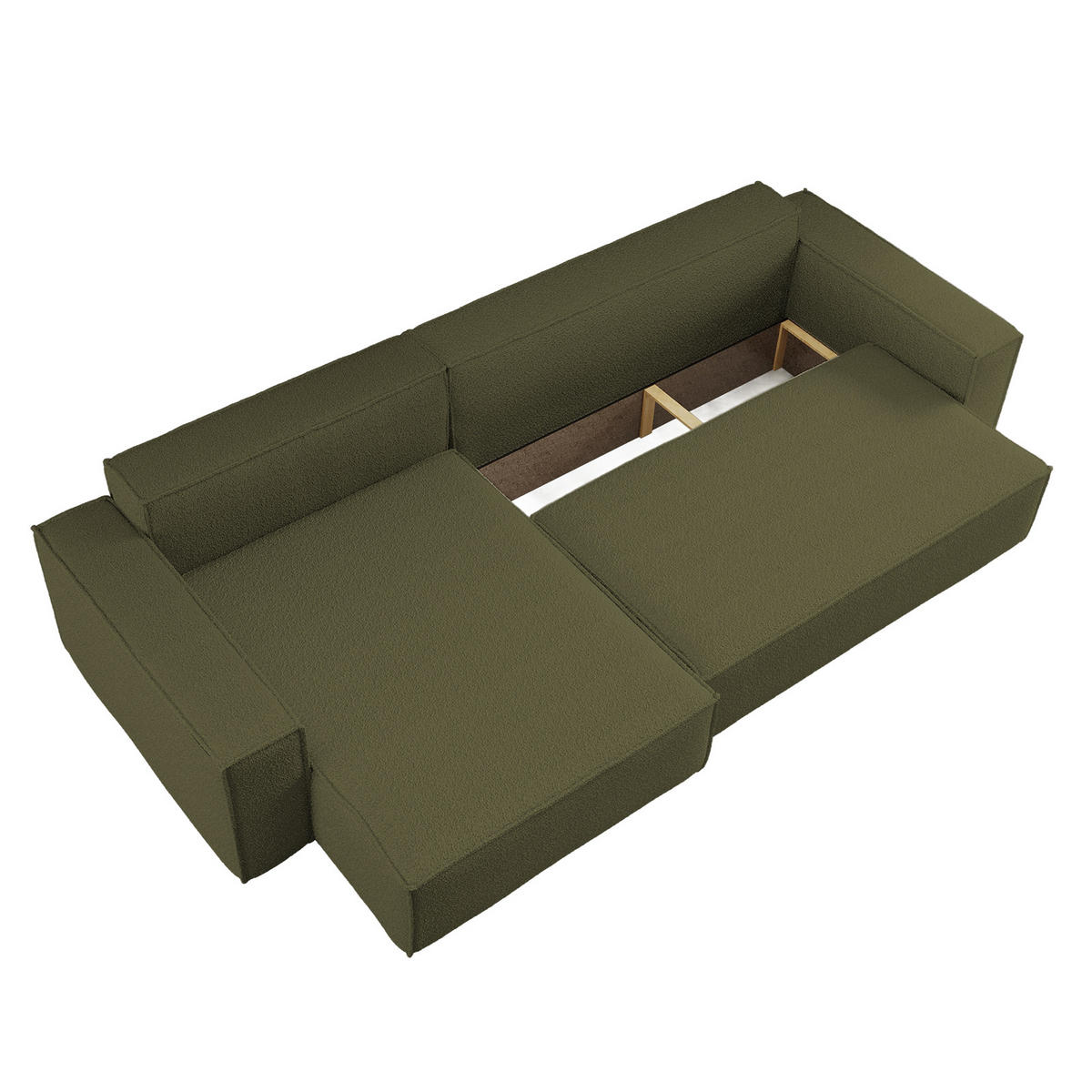 ECKSOFA Mit Schlaffunktion Und Bettkasten, Eckcouch BEST XL Stoff Quelle Olive Links - Schwarz/Olivgrün, Holz/Kunststoff (142/274cm) - Kaiser Möbel