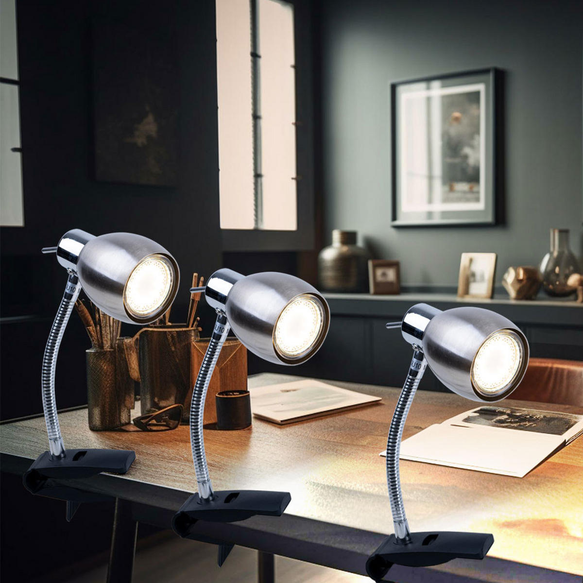 LED KLEMMLEUCHTE Flexo Metall Silber - Silberfarben, Metall (12/12/17.5cm) - Briloner