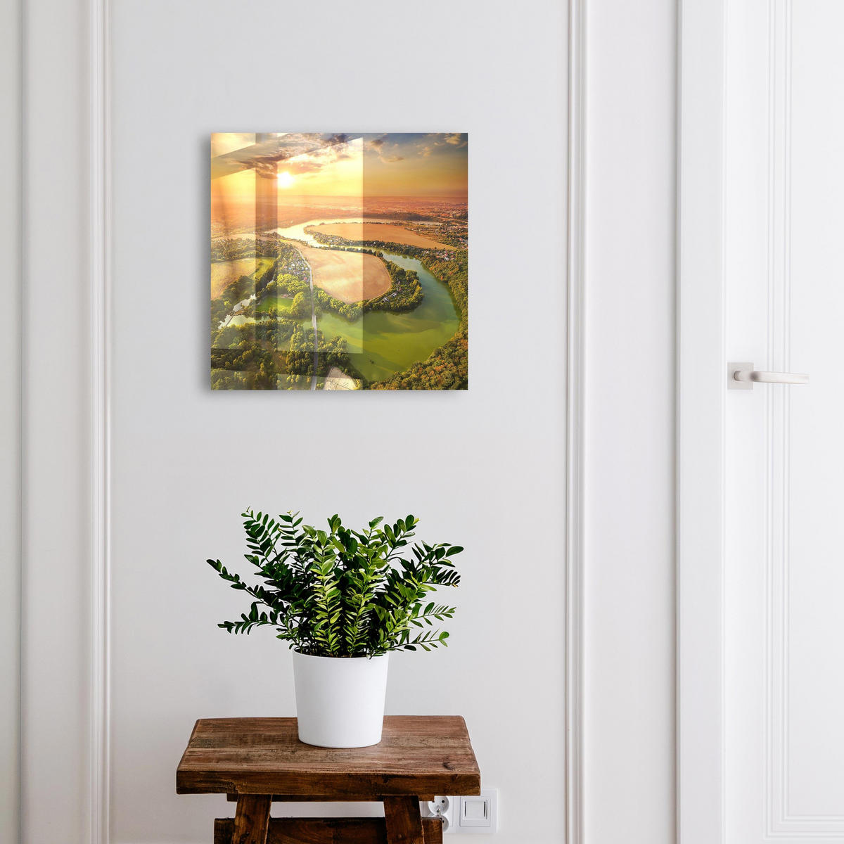 SCHLÜSSELBOX Schwarz 30x30 cm- Türöffnung nach rechts - Landschaft der Natur - Grün, Metall (30/30/5cm) - TULUP